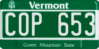 VT license plate COP653