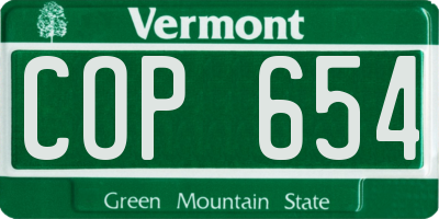 VT license plate COP654