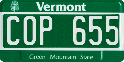 VT license plate COP655