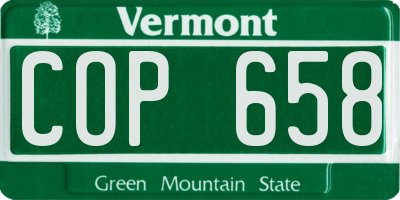 VT license plate COP658