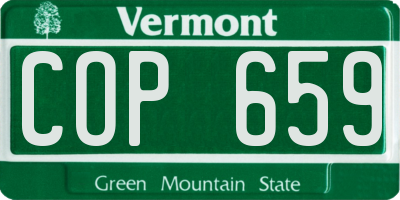 VT license plate COP659