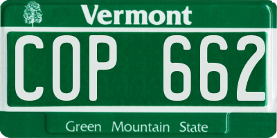 VT license plate COP662