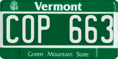 VT license plate COP663