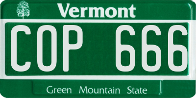 VT license plate COP666