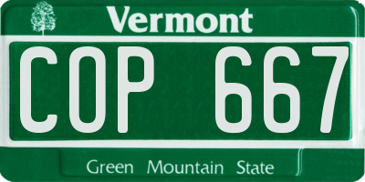 VT license plate COP667