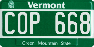 VT license plate COP668