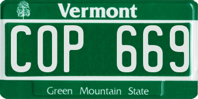 VT license plate COP669