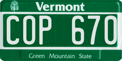 VT license plate COP670