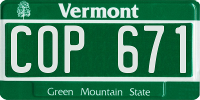 VT license plate COP671