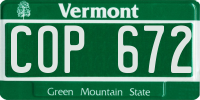 VT license plate COP672