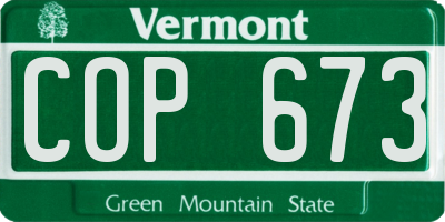 VT license plate COP673