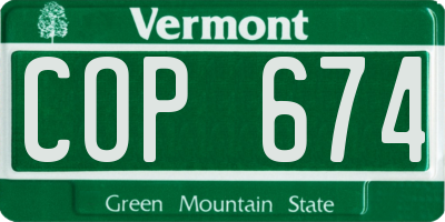 VT license plate COP674