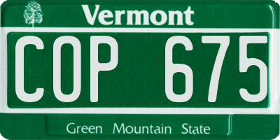 VT license plate COP675