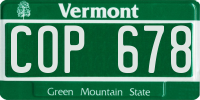 VT license plate COP678