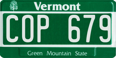 VT license plate COP679