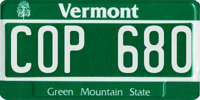 VT license plate COP680