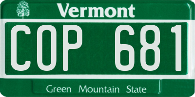 VT license plate COP681