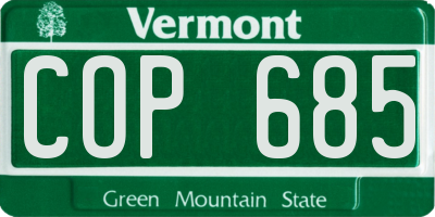VT license plate COP685