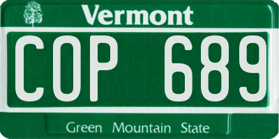 VT license plate COP689