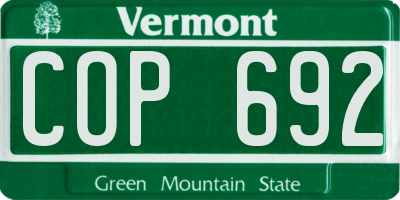 VT license plate COP692