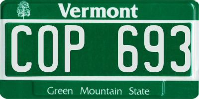 VT license plate COP693