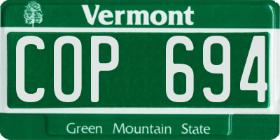 VT license plate COP694
