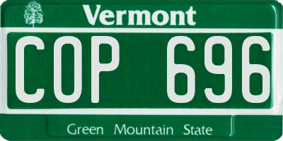 VT license plate COP696