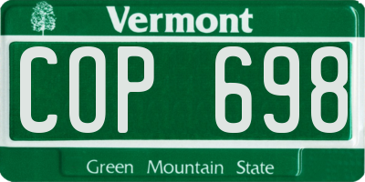 VT license plate COP698
