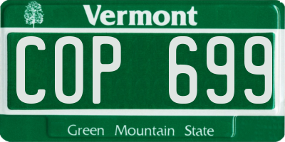 VT license plate COP699