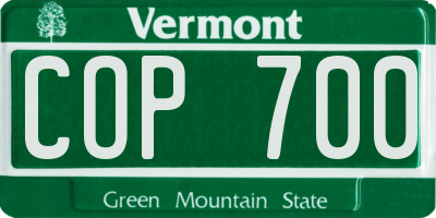 VT license plate COP700