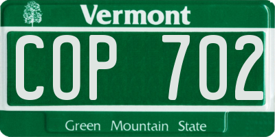 VT license plate COP702