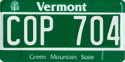 VT license plate COP704