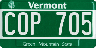 VT license plate COP705