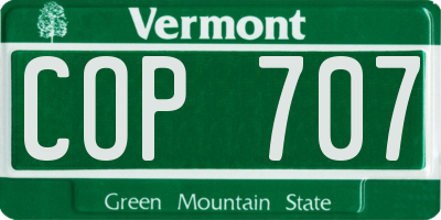 VT license plate COP707