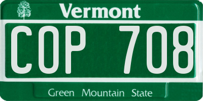 VT license plate COP708