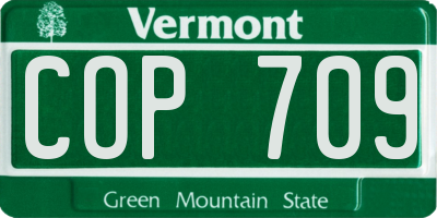 VT license plate COP709