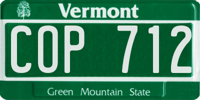 VT license plate COP712