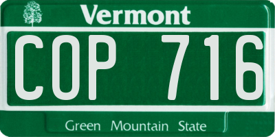 VT license plate COP716