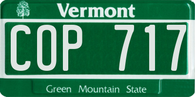 VT license plate COP717