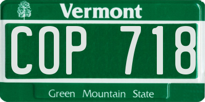 VT license plate COP718
