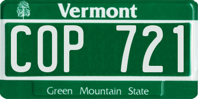 VT license plate COP721