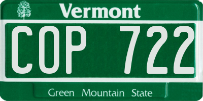 VT license plate COP722