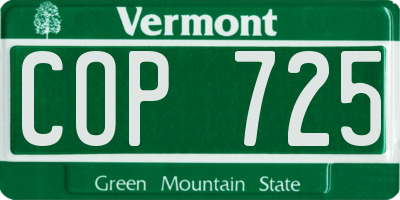 VT license plate COP725