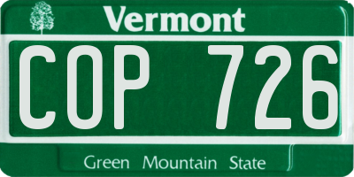 VT license plate COP726