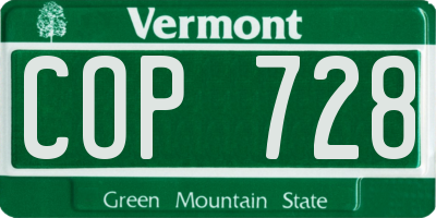VT license plate COP728