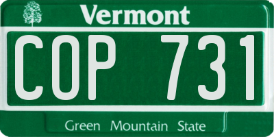 VT license plate COP731
