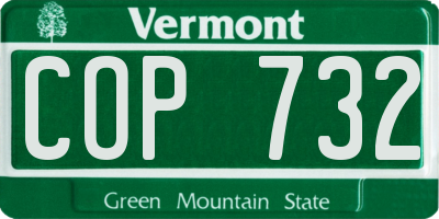 VT license plate COP732
