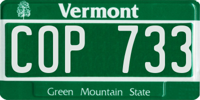 VT license plate COP733