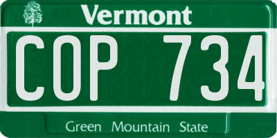 VT license plate COP734