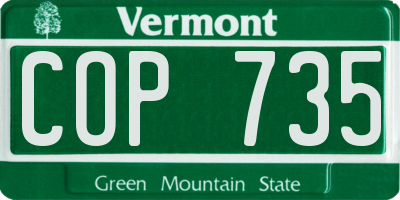 VT license plate COP735